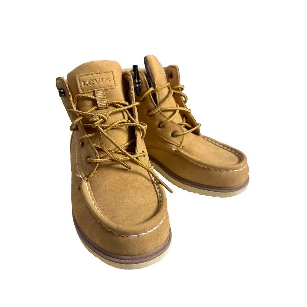Levi's Dean‎ Kids Lace Up Moc Toe Ankle Casual Boots Brown Size 3.5 New No Box